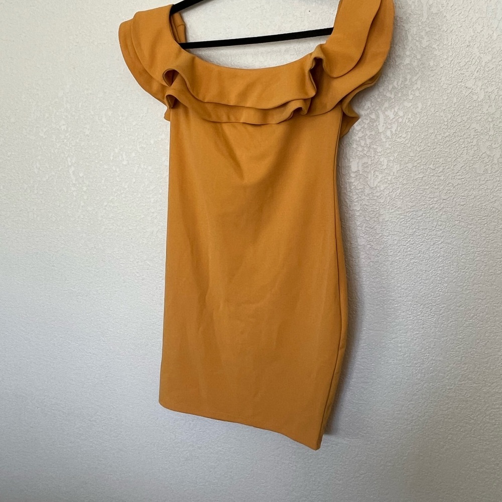 Mind Code Mustard Ruffle Mini Dress